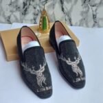 Suede Stone Heel Black Men Shoe