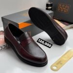 Men's Burgundy Brown Leather Penny Loafers