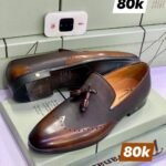 Men's Brown Leather Brogue Tassel Loafers