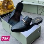 Men's Black Leather Half-Shoes