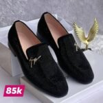 Men's Black Velvet Loafers