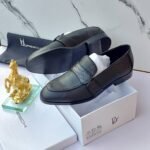 Men's Green Embossed Penny Loafers