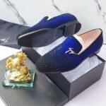 Men's Black and Blue Sequin Loafers