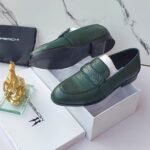 Men's Green Leather Dress Loafers