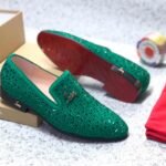 Men's Green Rhinestone Dress Loafers