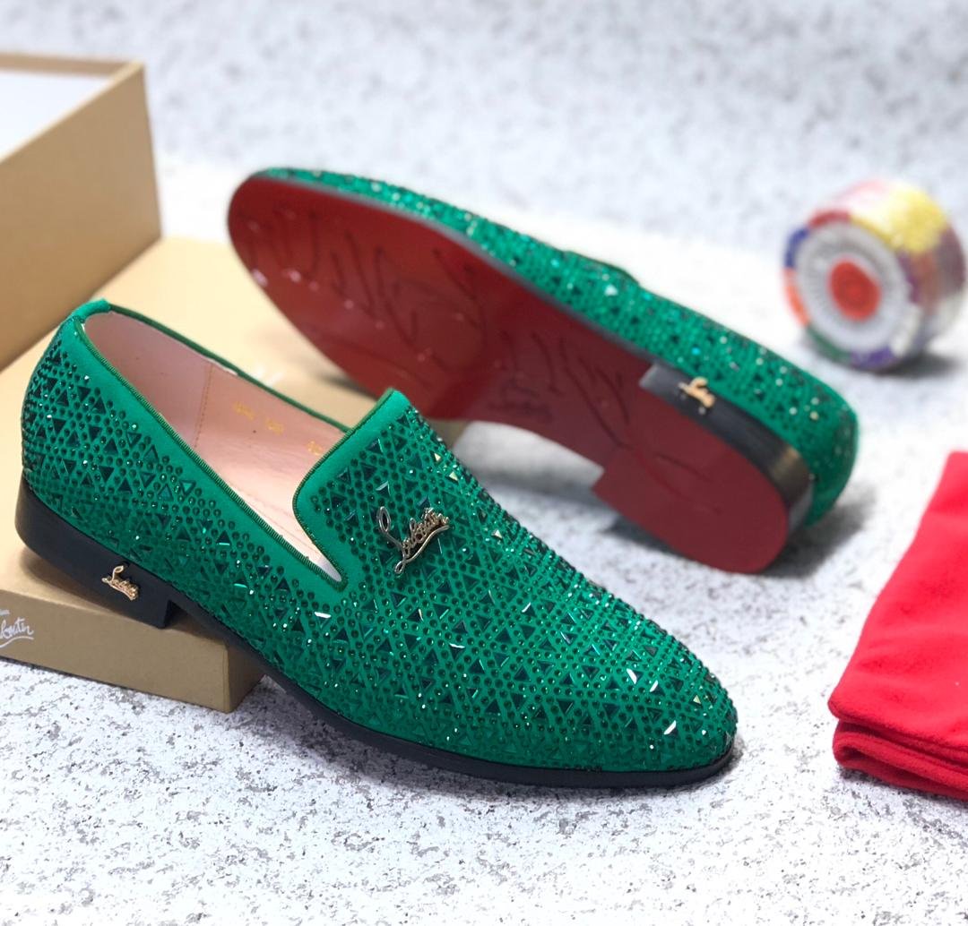 jukel shoes (50) Men's Green Rhinestone Dress Loafers - Image 1