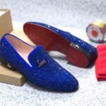 Men's Blue Rhinestone Dress Loafers