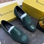 Men's Green Exotic Print Dress Loafers