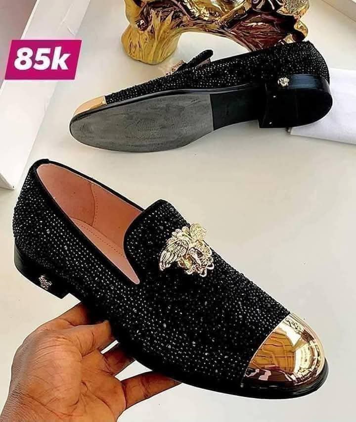 jukel shoes (7) Men's Black and Gold Studded Loafers - Image 1