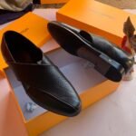 Men's Black Criss-Cross Strap Loafers