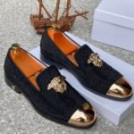 Men's Black Crystal Loafers