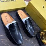 Men's Black Leather Half-Shoes