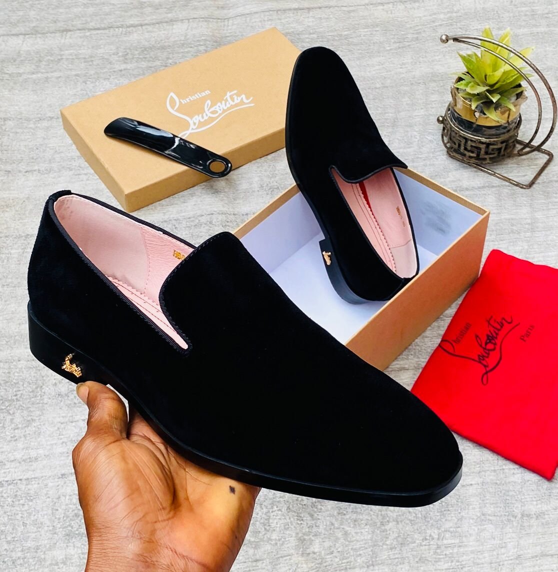 jukel shoes (98) Men's Black Velvet Loafers - Image 1