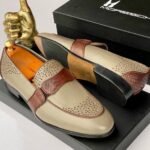 Moreschi Men's Two-Tone Beige & Brown Leather Penny Loafers