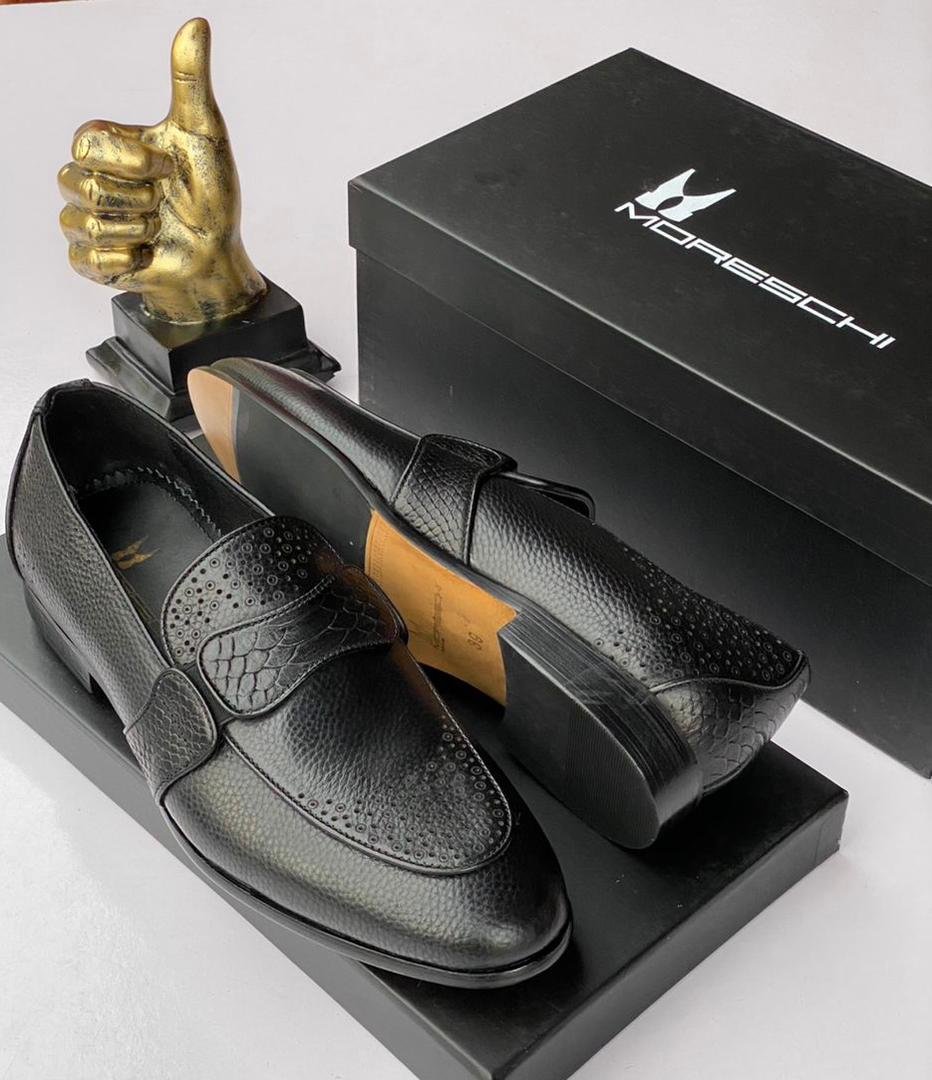 jukel clothiers products (16) Moreschi Men's Black Leather Penny Loafers - Image 1