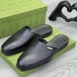 Elegance Black Textured Slip-On Loafers