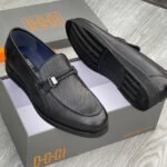 Men's Black Perforated Leather Bit Loafers