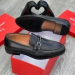 Men’s Black Leather Horsebit Loafers