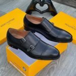 Men’s Black Buckle Leather Loafers