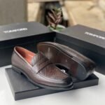 Brown Woven Penny Loafer for Men