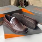 Brown High-Shine Leather Slip-On Loafer