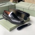 Black High-Shine Leather Slip-On Loafer