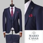 MARIO CASAS Italian Navy Pinstripe 3-Piece Suit