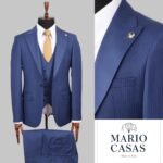 MARIO CASAS Italian Roya Blue Pinstripe 3-Piece Suit