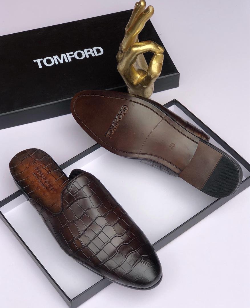 jukel clothiers products (8) Tom Ford Men's Brown Crocodile Embossed Leather Mules - Image 1