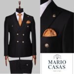 Mario Casas Luxury Black Formal Suit for Men – Gold Button Design