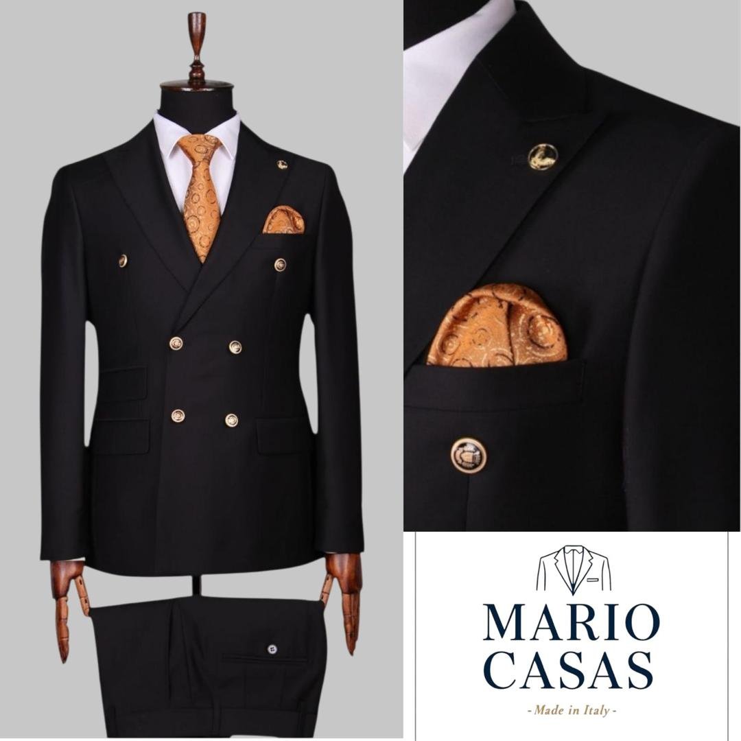 jukel clothiers products (81) Mario Casas Luxury Black Formal Suit for Men – Gold Button Design - Image 1
