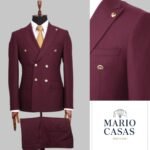 Mario Casas Luxury Wine Formal Suit for Men – Gold Button Design