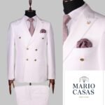 Mario Casas Luxury White Formal Suit for Men – Gold Button Design