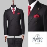 Men’s Black Double-Breasted Italian Suit – Mario Casas