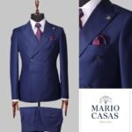 Men’s Royal Blue Double-Breasted Italian Suit – Mario Casas
